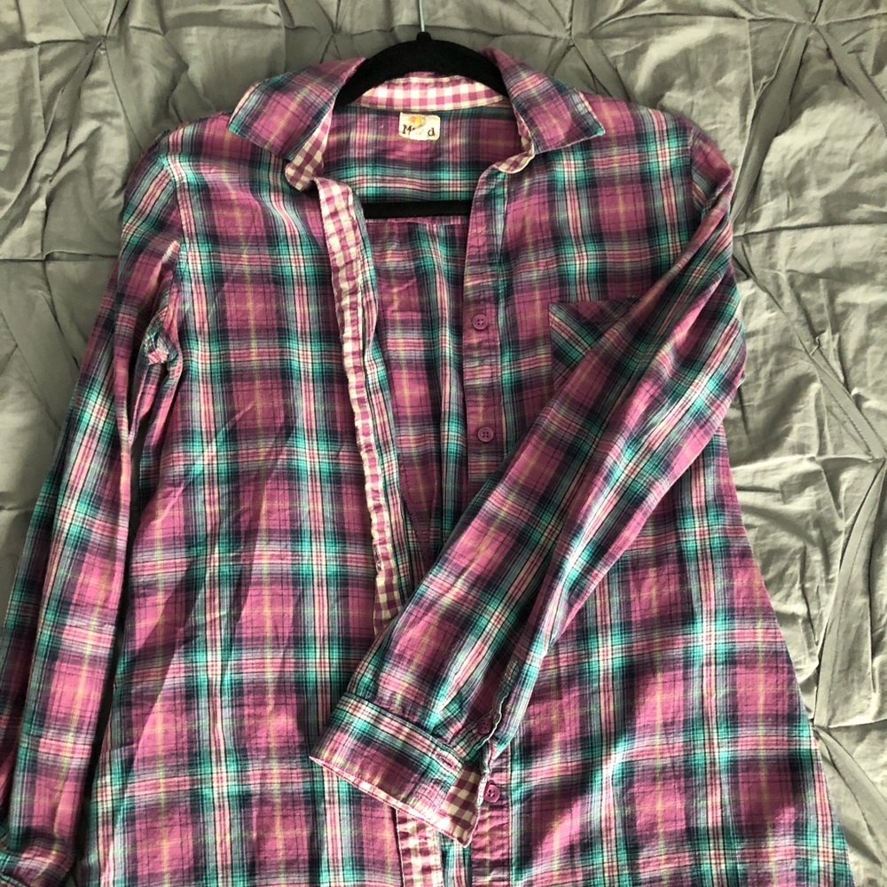 High low button down top